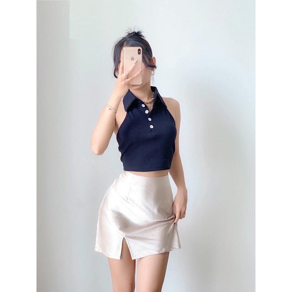 Áo croptop sát nách cổ đức, áo yếm hở lưng so sexy | BigBuy360 - bigbuy360.vn