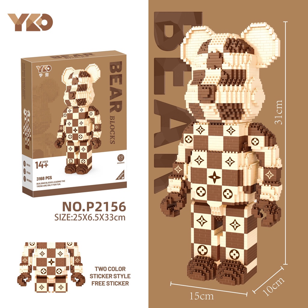 Mô hình lắp ráp Bearbrick nanoblock YKO P2155-P2162