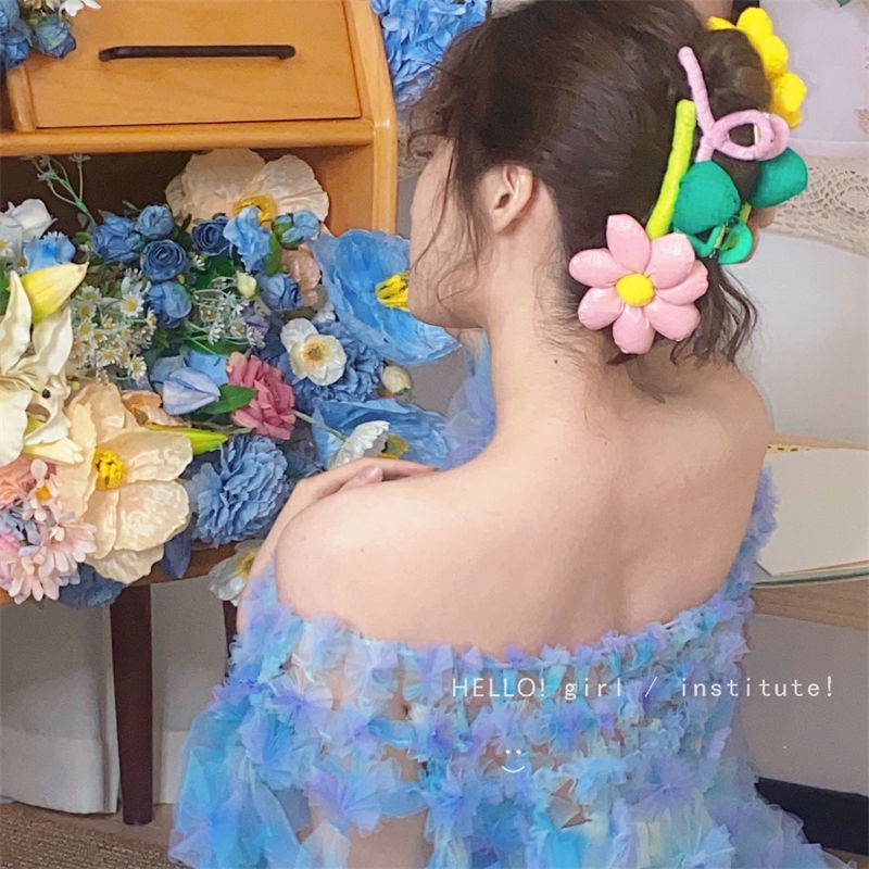 Kẹp Tóc Một Bên Hình Hoa Phong Cách Hàn Quốc Năm Mới Cho Nữ