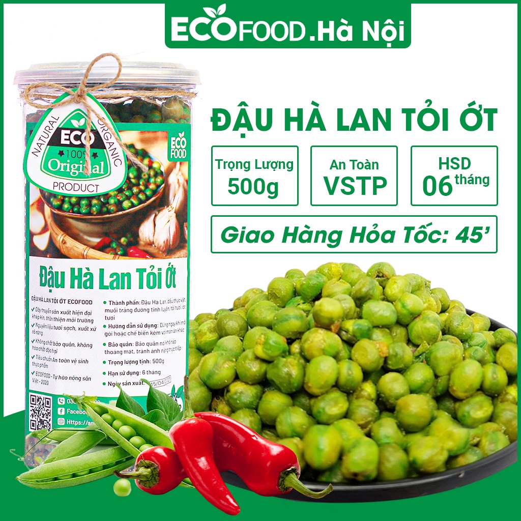 Đậu Hà Lan Tỏi Ớt 450G Ecofood , Đồ Ăn Vặt Việt Nam, An Toàn Vệ Sinh Thực Phẩm