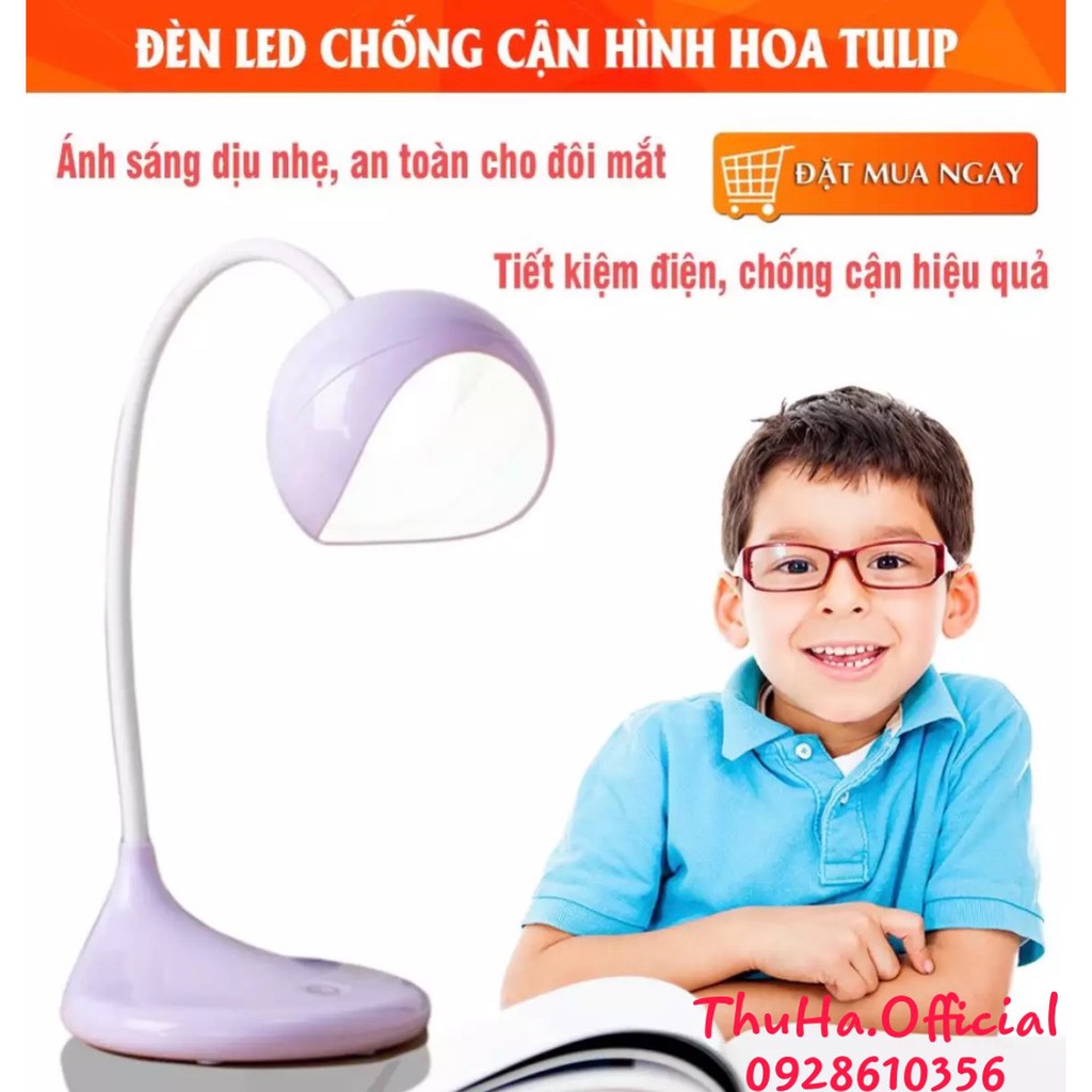 VIDEO-Đèn học sạc tích điện chống cận cảm ứng hình hoa Tuylip,3 mức chiếu sáng, Pin hoạt động 6-8 tiếng