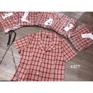 VÁY SƠMI KẺ CARO HỒNG ĐẤT