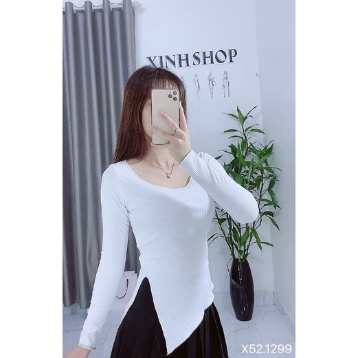 [HOT]  Áo Len Tăm Body Xẻ Vạt Tay Dài 3 Màu Cá Tính | BigBuy360 - bigbuy360.vn