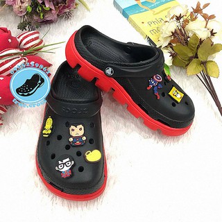 Dép Sục Croc Duet Sport Màu đen đế đỏ Tặng 5 jibbitz(sticker)
