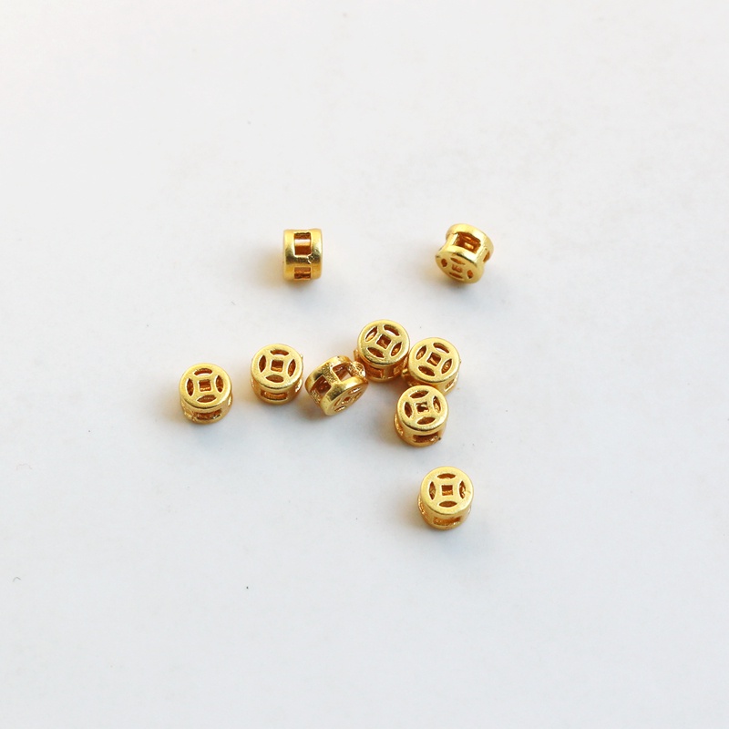 Set 10 Hạt Xâu Chuỗi 3mm Màu Vàng Đồng 18k Mặt Nhám Dùng Để Làm Trang Sức diy