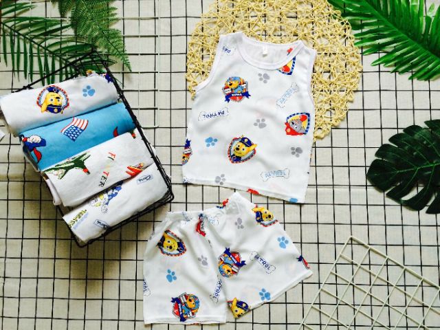 Combo 4b lanh bé trai ba lỗ, tay ngắn 6-9kg