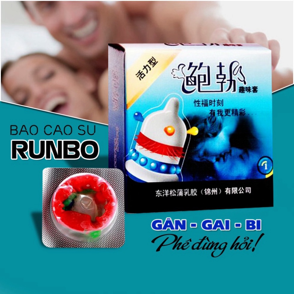 [Giá Cực Khoái] Bao Cao su Runbo Gai Gân Bi Râu Hộp 1 Cái 1 Kiểu. Dòng Bcs Siêu Gai Tăng Khoái Cảm Mãnh Liệt Cho Nữ Giới