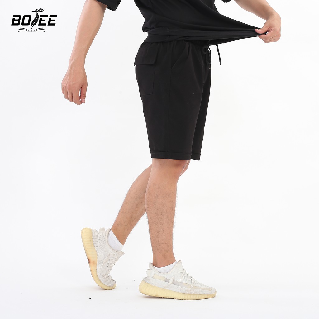 Quần short kaki basic BOTEE unisex nam nữ màu đen trơn form rộng ống suông | BigBuy360 - bigbuy360.vn