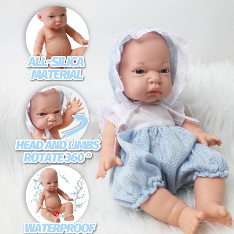 Búp Bê Em Bé Sơ Sinh Bằng Chất Liệu Vinyl Toàn Thân Màu Xanh Lá Cây Dễ Thương Giống Thật