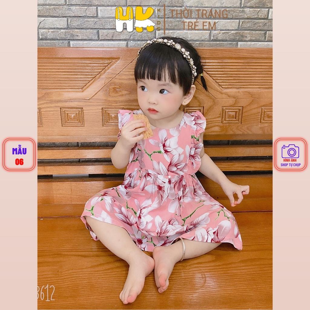 Váy lanh bé gái HC KIDS, kiểu đầm dáng suông cánh tiên mềm mại cho các bé diện hè (sz 1-6 tuổi) - HK KIDS