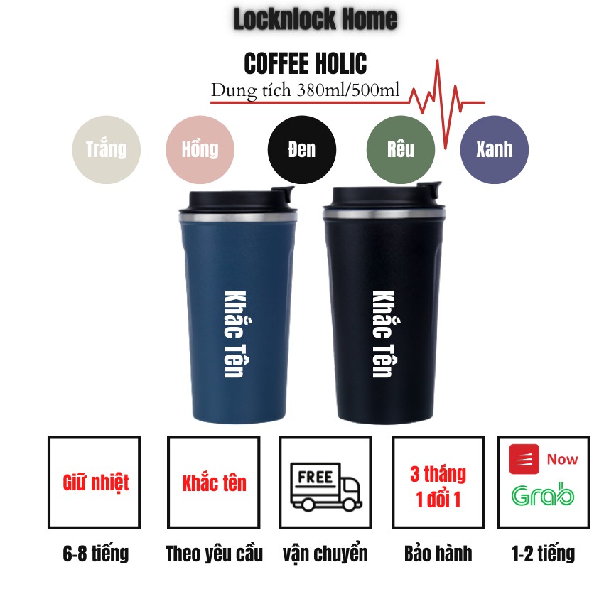 [CÓ QUÀ TẶNG] Bình giữ nhiệt Coffee Holic - Giữ Nhiệt 4-10 Tiếng Nóng Lạnh, Ly Giữ Lạnh Inox 304 Cao Cấp Locknlockhome