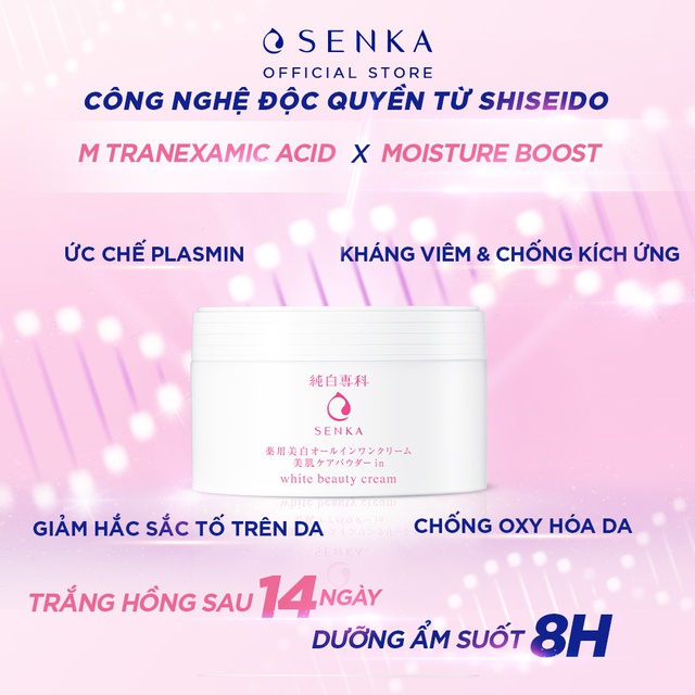 [Mã FMCGMALL -8% đơn 250K] Kem dưỡng trắng da nâng tông 3 trong 1 Senka White Beauty_15386 100g | BigBuy360 - bigbuy360.vn