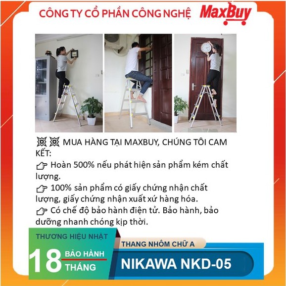 Thang nhôm, thang chữ A Nikawa NKD 3, 4, 5 bậc nhập khẩu Nhật Bản, bảo hành 18 tháng NKD-03, NKD-04, NKD-05