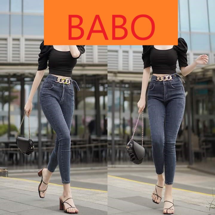 QUẦN SKINNY JEAN DÀI GIÃN NỮ LƯNG CAO XÍCH BỤNG TO CHÀ BÁ MÀU ĐEN, XANH CAO CẤP BABO ĐỦ SIZE S, M, L SIÊU CÁ TÍNH