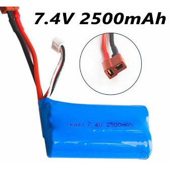 Pin 18650 Li-ion 2S 7.4V 2500mAh dòng xả cao chuyên dùng cho xe điều khiển từ xa, máy bay flycam, cano điều khiển giắc T