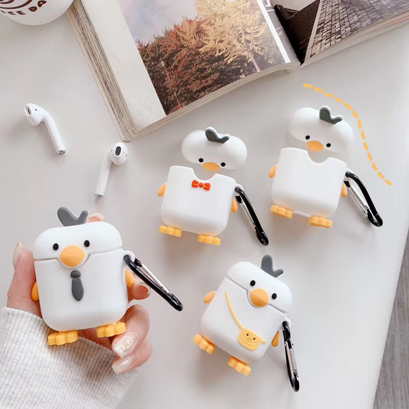 Vỏ Đựng Bảo Vệ Hộp Sạc Tai Nghe Airpods 1 / 2 Hình Chú Vịt Ngộ Nghĩnh