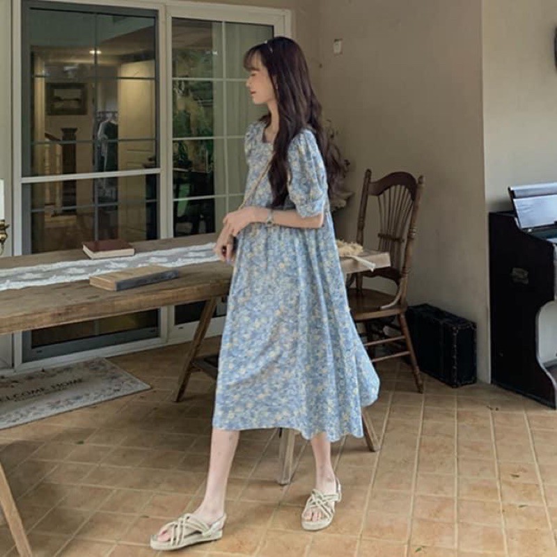 [Ảnh thật/Video] Váy babydoll hoa nhí thiết kế 5 cánh dáng rộng, váy ulzzang chất thô lụa ngọt ngào