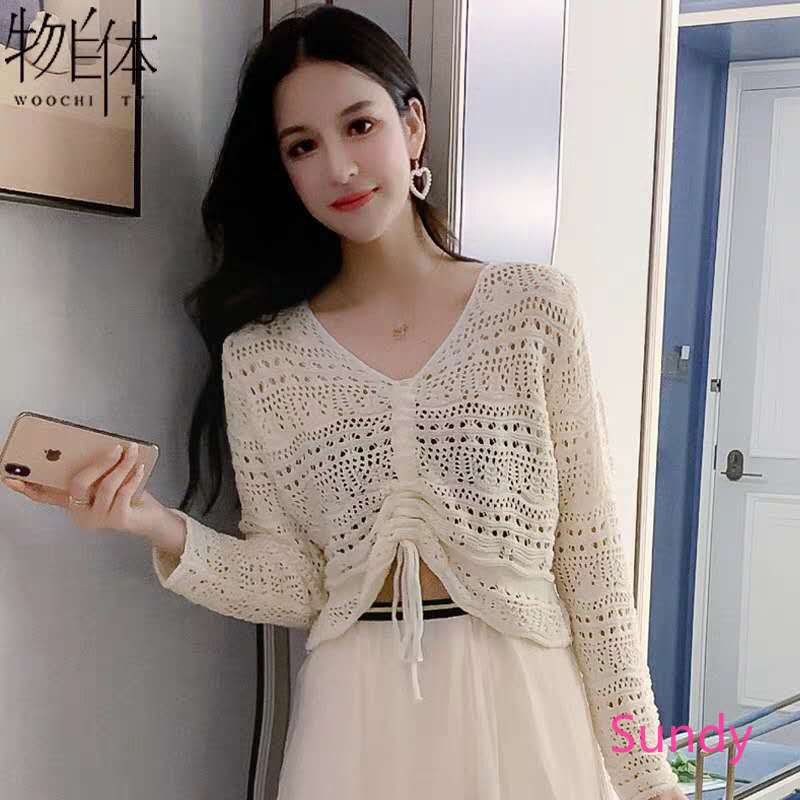  Áo crop top cổ chữ V phối dây rút thời trang phong cách Hàn Quốc cho nữ | BigBuy360 - bigbuy360.vn