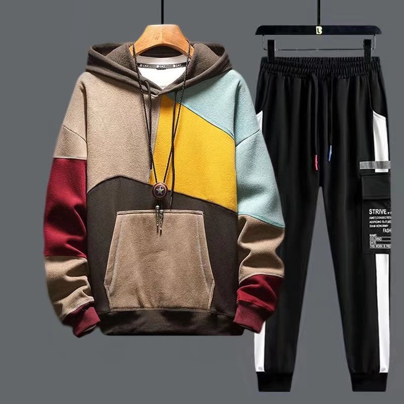 Áo Hoodie Lót Lông Cừu Màu Sắc Thời Trang Xuân Thu Cho Nam Size m-3xl
