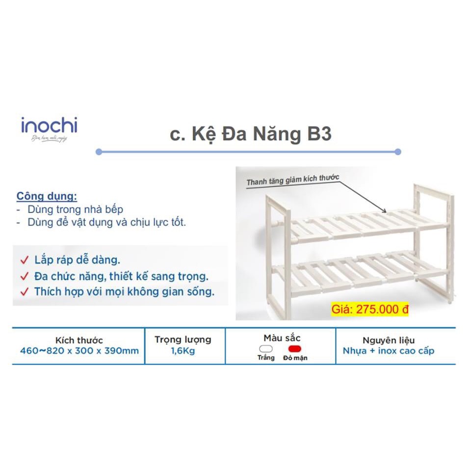 Kệ gầm bếp, kệ để đồ đa năng tiện ích Inochi B3 (có thể điều chỉnh độ dài)