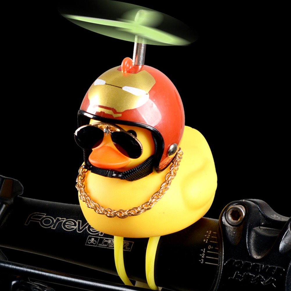 Phụ kiện trang trí xe đạp hình vịt đội mũ bảo hiểm dễ thương