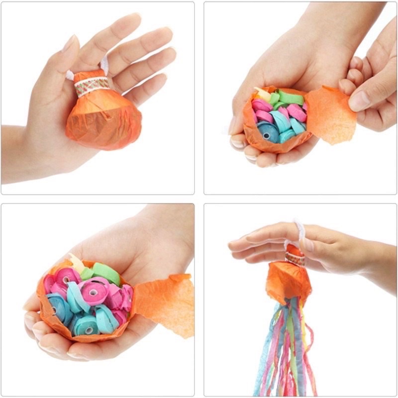 giấy ảo thuật dạng sợi trang trí sinh nhật, tiệc cưới, party, khai trương, kỉ yếu