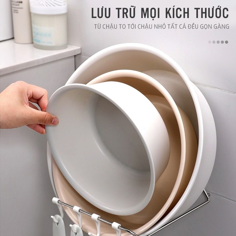 [Mã BMBAU50 giảm 7% đơn 99K] Giá treo Thau Chậu Rổ rá Dán tường khung Inox kèm 4 móc Latimax MTC1chịu lực tốt