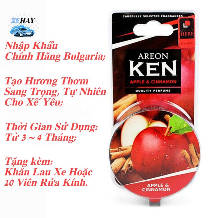 Sáp Thơm Nước Hoa Ô Tô AREON Khử Mùi Xe Hơi Cao Cấp- Areon KEN Chính Hãng Nhập Khẩu Bulgaria Hương Thơm Tự Nhiên Dễ Chịu