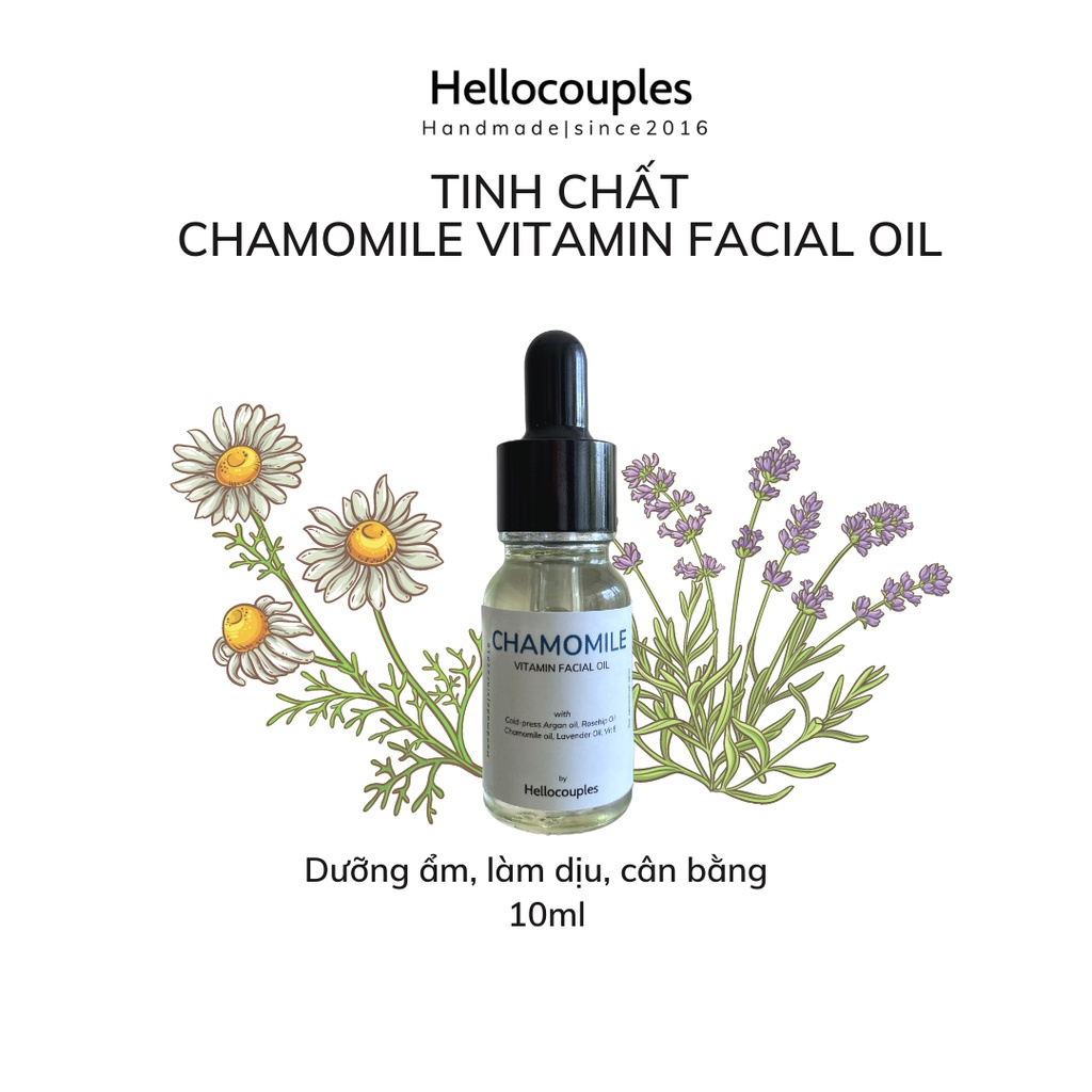 Dầu dưỡng ẩm làm dịu phục hồi da Chamomile Vitamin Facial Oil Hellocouples Handmade