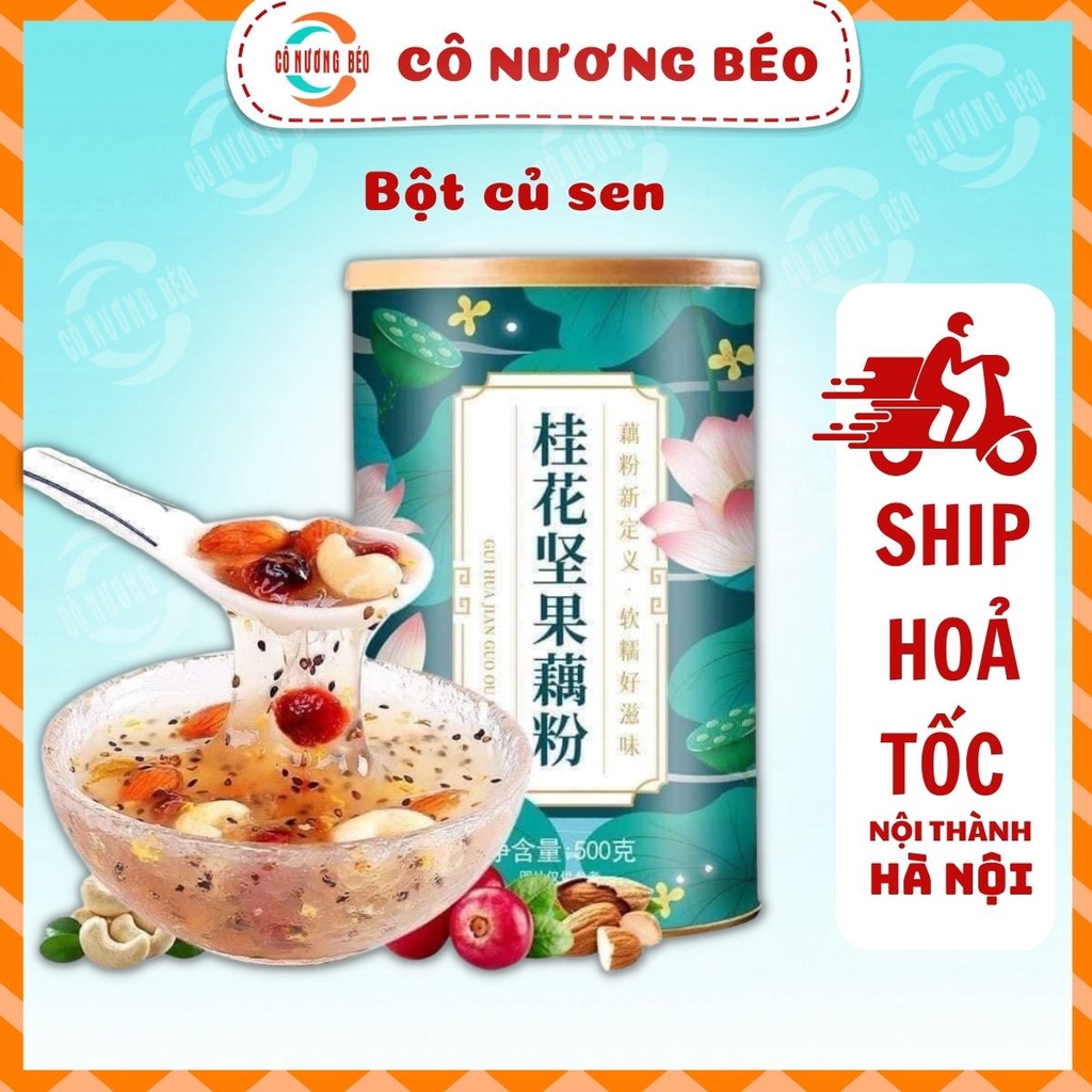 Bột củ sen hạt dinh dưỡng, bột sen mix hạt dưỡng nhan ăn kiêng hũ 500g - Đồ ăn vặt Cô Nương Béo