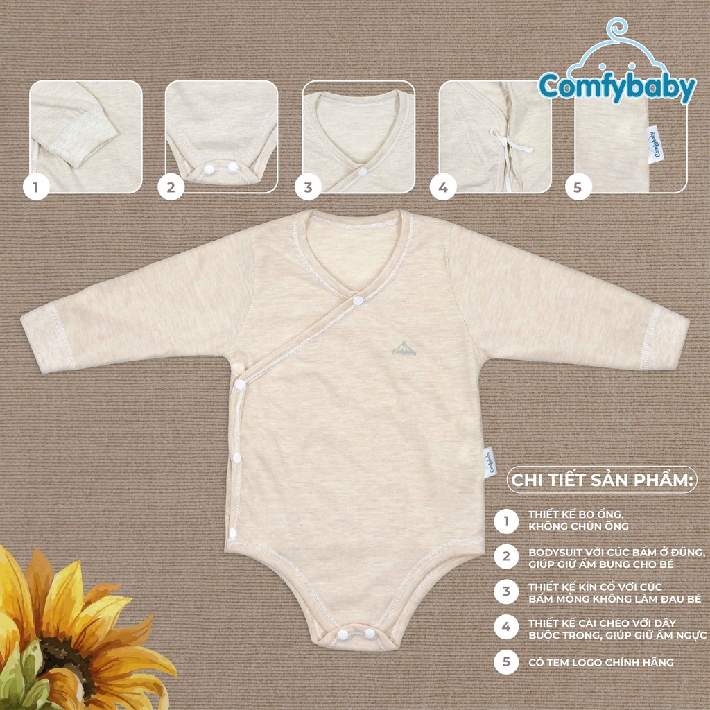 Set bodysuit giữ ấm ngực dài tay 2 món 100% Cotton cho bé ComfyBaby size từ 0-12 tháng hàng chính hãng