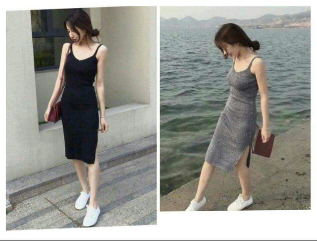 💙Đầm thun gân hai dây | BigBuy360 - bigbuy360.vn