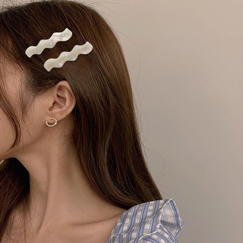 Set 2 Kẹp Tóc Mỏ Vịt Gợn Sóng Nhiều Màu