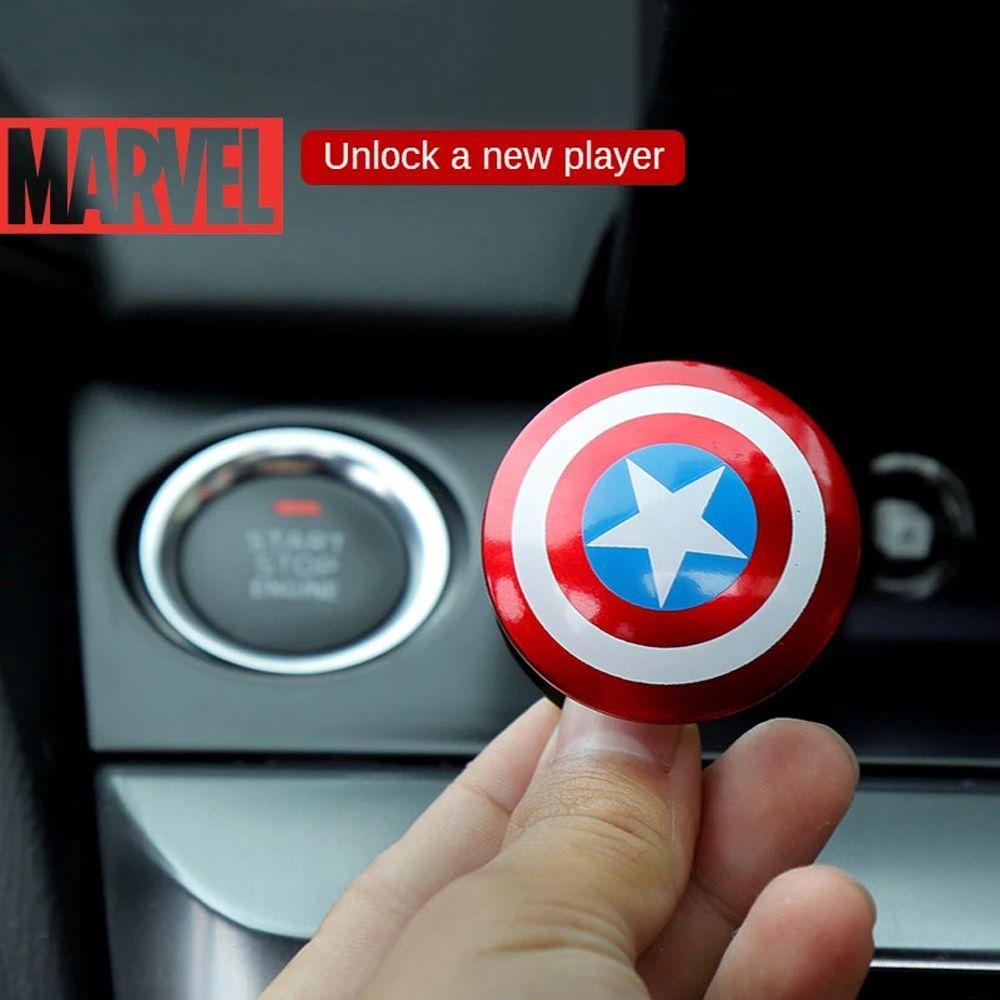 Miếng Dán Trang Trí Nút Khởi Động Xe Hơi Họa Tiết Captain America 3D Độc Đáo Ốp