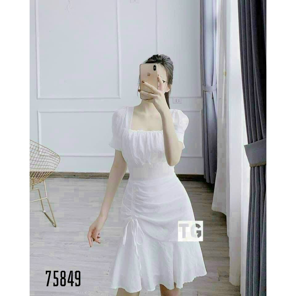 [Đủ size 45-71kg] Váy nữ - Freeship - Đầm Hồng, vàng trắng cổ vuông xòe đuôi cá sang trọng dự tiệc, dạo phố (big size) | BigBuy360 - bigbuy360.vn