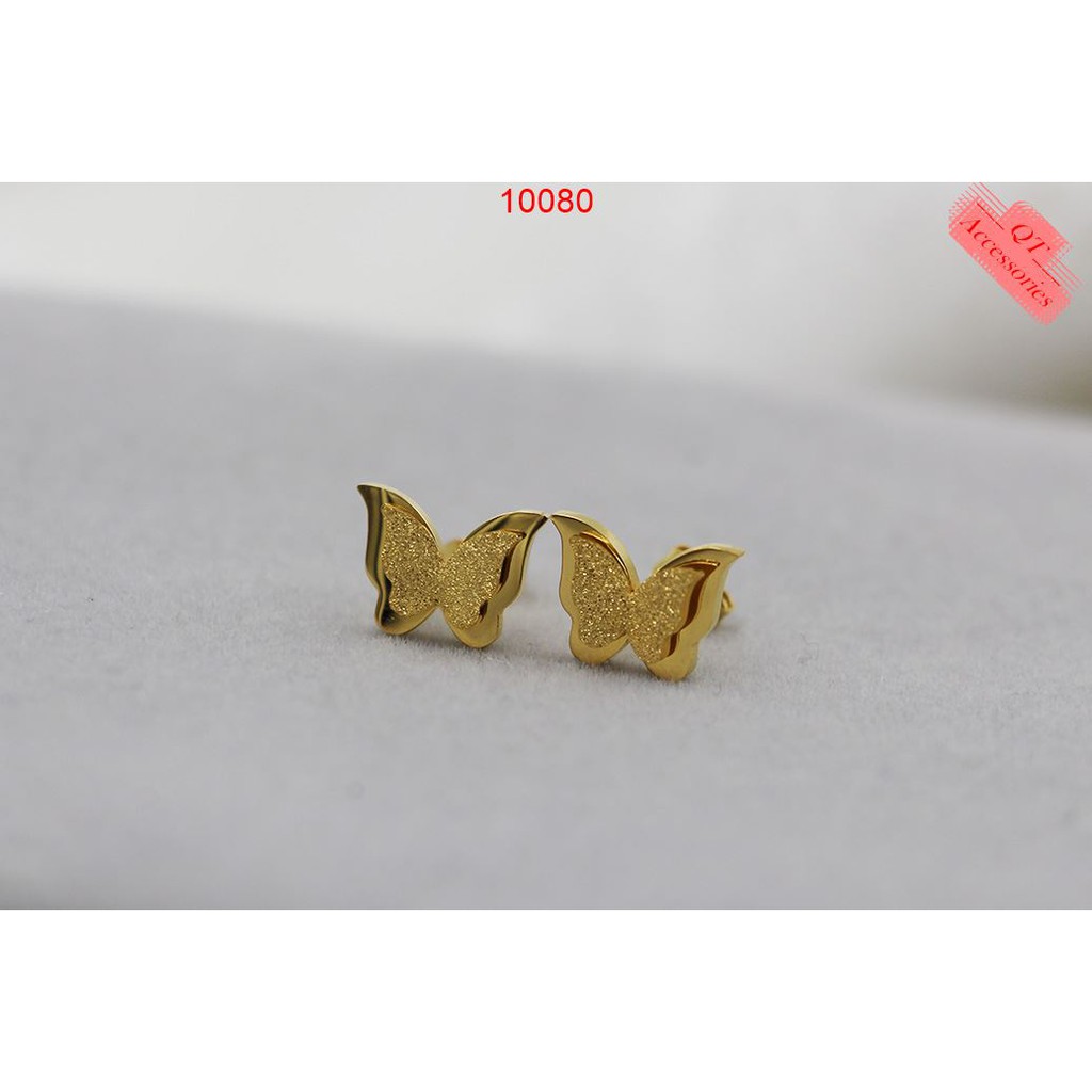 Bông tai titan mạ vàng 99k hình bướm siêu bền màu