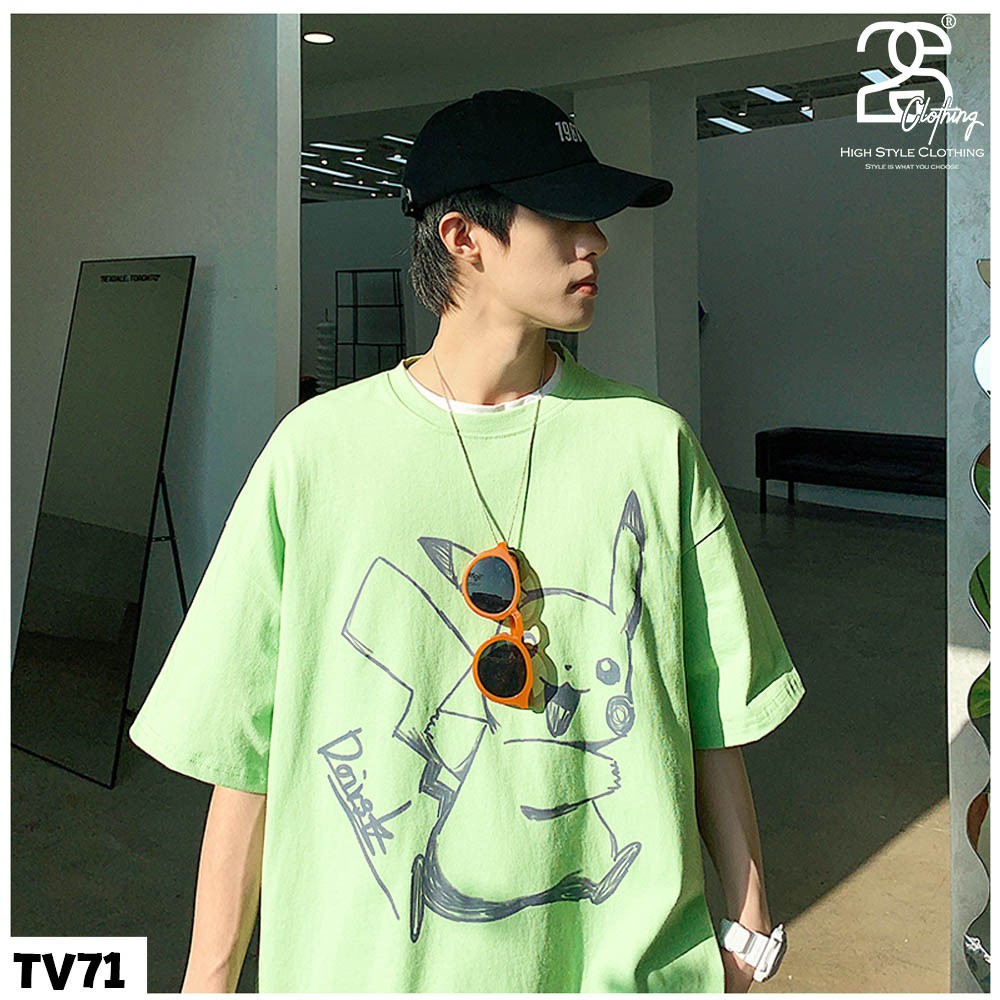 Áo Thun Tay Lỡ 2s Clothing Áo Phông Basic Unisex Nam Nữ Cotton Oversize Form Rộng Giá Rẻ In Hình Pikachu Dễ Thương TV71