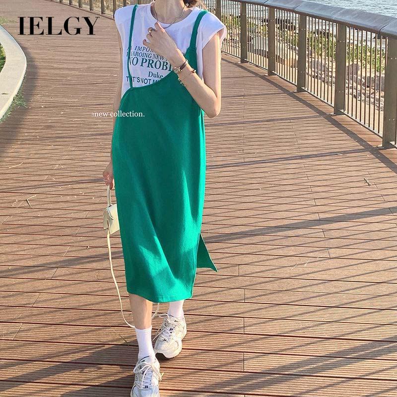 Áo thun dáng rộng sát nách/ Đầm yếm IELGY dáng dài vừa thời trang dành cho nữ