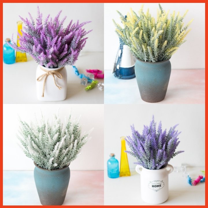 Hoa giả lavender 5 nhánh trang trí phòng ngủ  siêu xinh 38cm