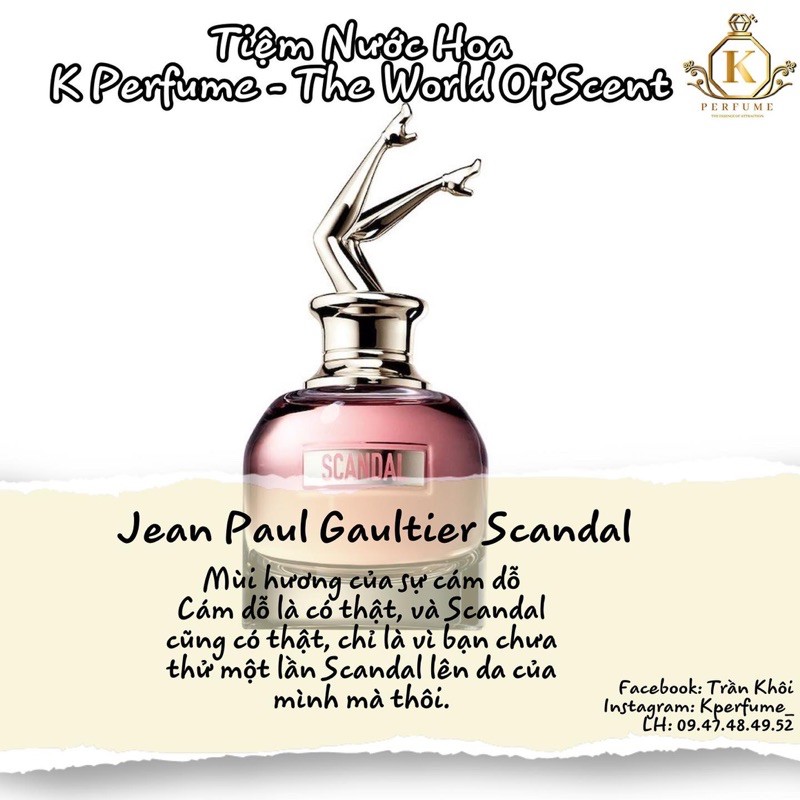 [𝐊-𝐏𝐞𝐫𝐟𝐮𝐦𝐞 𝐂𝐡𝐢́𝐧𝐡 𝐇𝐚̃𝐧𝐠] Nước Hoa Nữ Jean Paul Gaultier Scandal EDP - Mẫu Chiết Dùng Thử 5ml 10ml 20ml