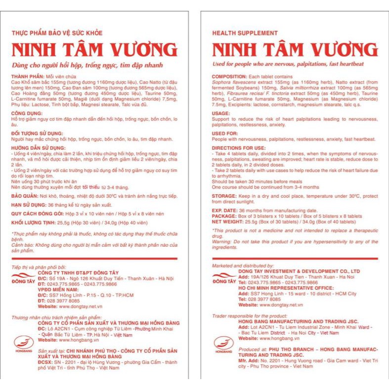 COMBO 6 TẶNG NGAY 1 - Ninh Tâm Vương Hộp 30 viên nén