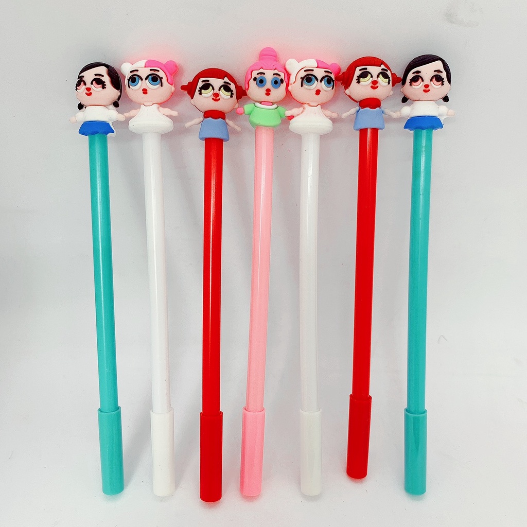Bút Gel nước Mực Đen hình búp bê siêu cute, con vật và đồ dùng siêu ngộ nghĩnh