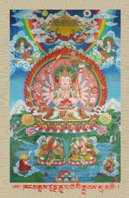 Bức ảnh hình chân dung Phật bằng giấy bọc màng nhựa 2 mặt