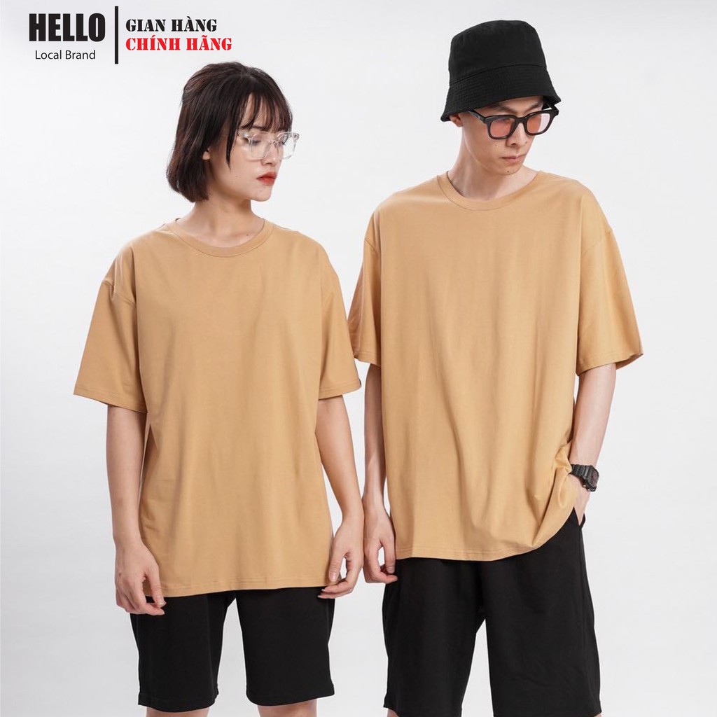 Áo thun trơn HELLO unisex tay lỡ [Nam,Nữ] Áo phông nữ cổ tròn tay lỡ form rộng màu đen,trắng,xanh,đỏ_Ap16