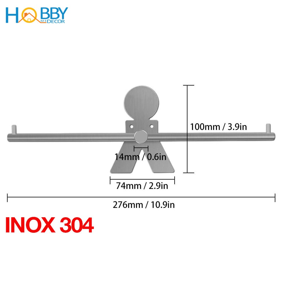 Giá treo móc phơi quần áo loại lớn Inox 304 dán tường gạch men - kèm keo dán sealant fix - HOBBY Home Decor GPM3