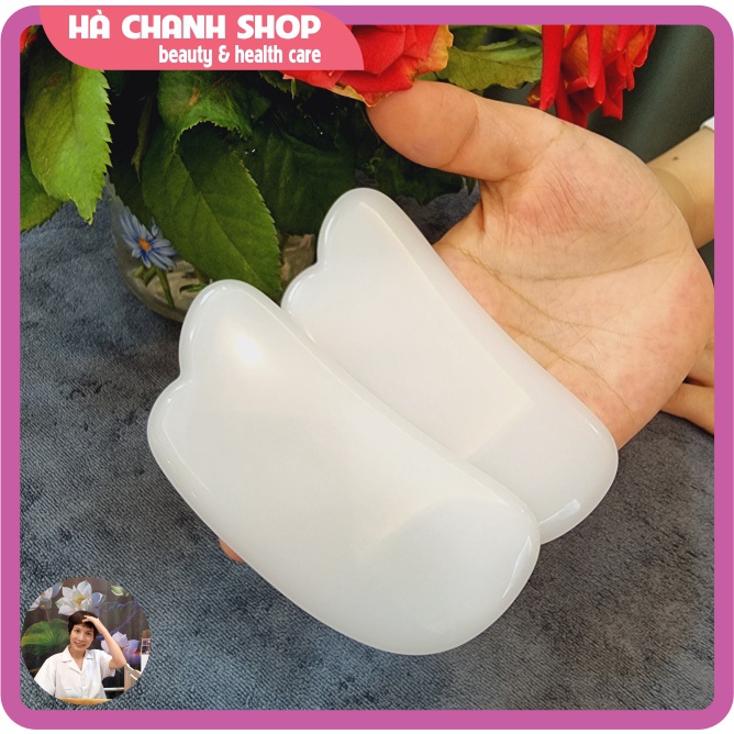 Miếng Cạo Massage Hình Bán Nguyệt Bằng Đá Trắng Đẹp Mát Xa Mặt Dụng Cụ Spa Dưỡng Sinh Chăm Sóc Cơ Thể