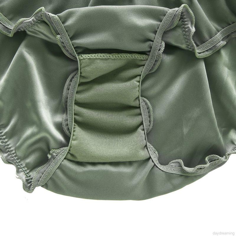 Bộ Đồ Lót 3 / 4 Cúp Tam Giác Không Gọng Thép Vải Satin Mượt Mà Cho Nữ