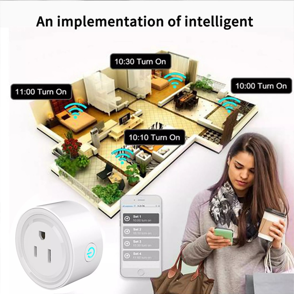 Ổ Cắm Wifi Thông Minh. Điều Khiển Từ Xa Ứng Dụng Smart Life. Điều Khiển Từ Xa Bằng Điện Thoại & Giọng Nói Qua Alexa, GA