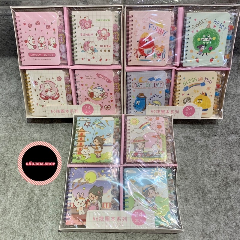 Sổ lò xo A6(8.7x11.3cm) - 128 trang, có kèm tag nhớ trang