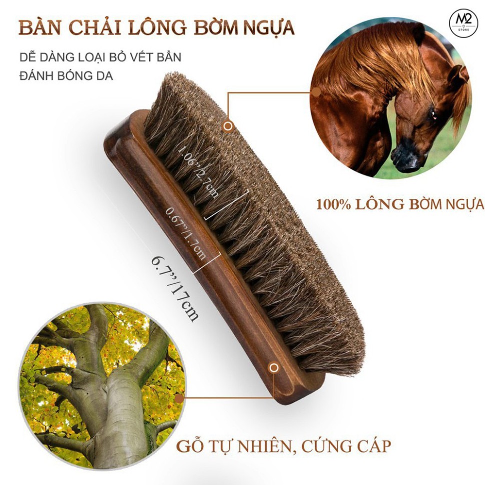 S15 CANA Bộ 3 Bàn Chải Đánh Giày lông ngựa cho giày da và da lộn chất lượng 1 S15